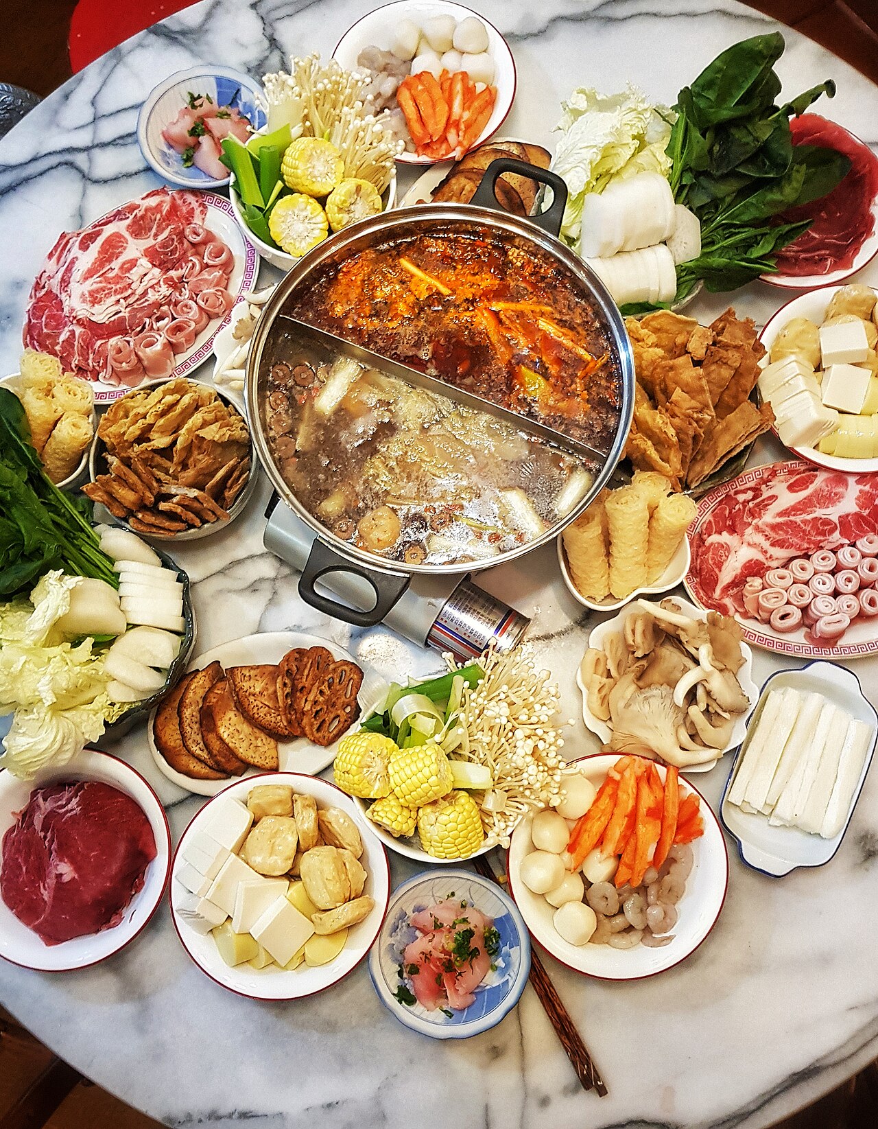 A photograph of mala hot pot