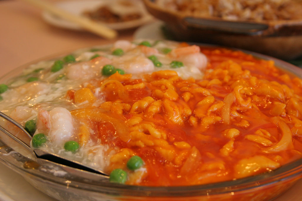 A photograph of yin yang fried rice