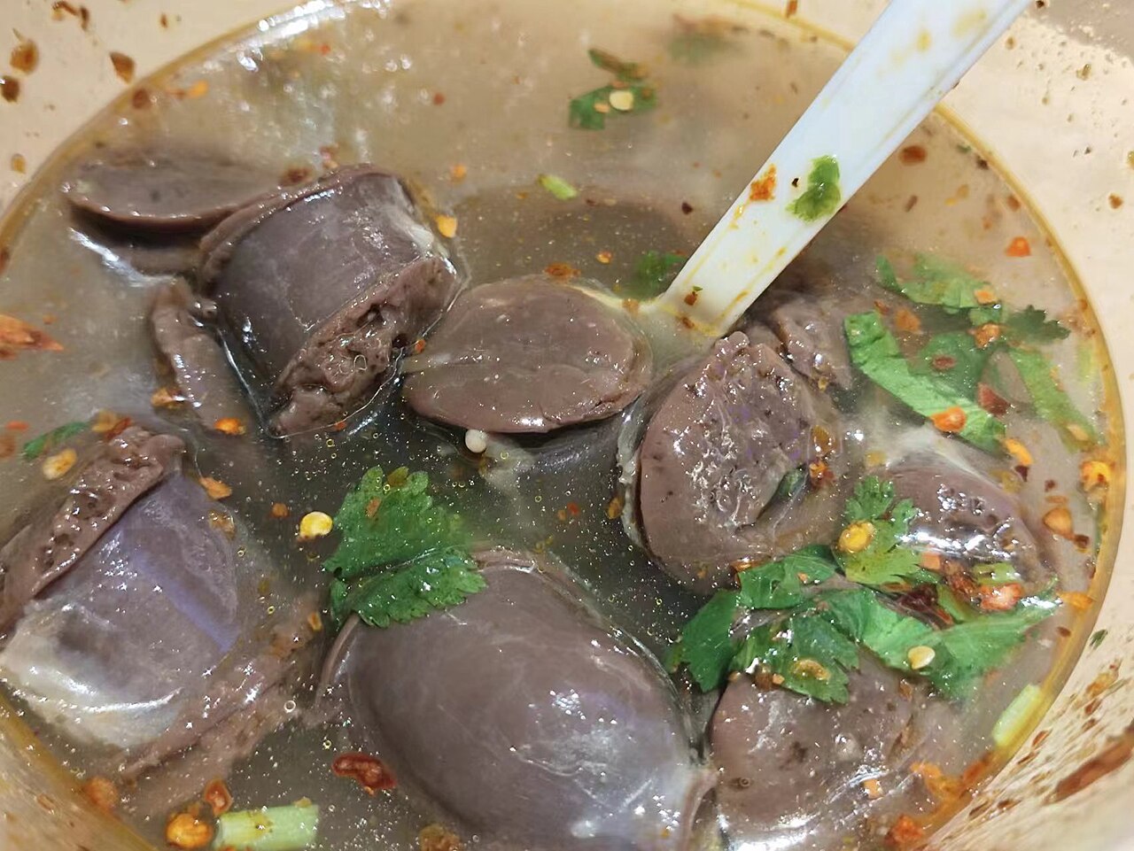 A photograph of Mutton intestine soup